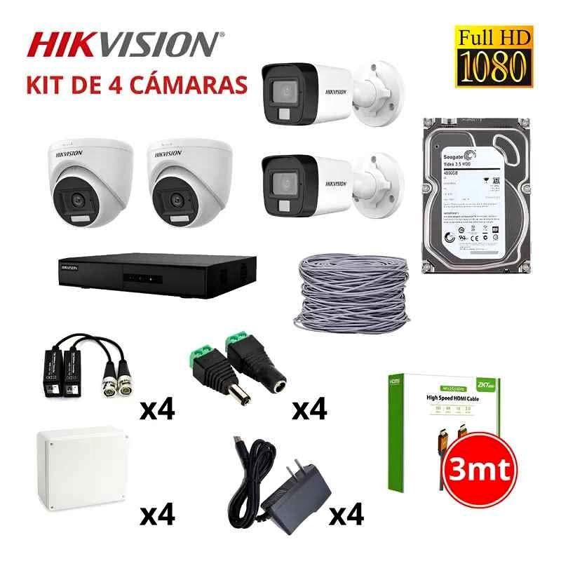 KIT COMPLETO DE 4 CÁMARAS DE VIDEOVIGILANCIA