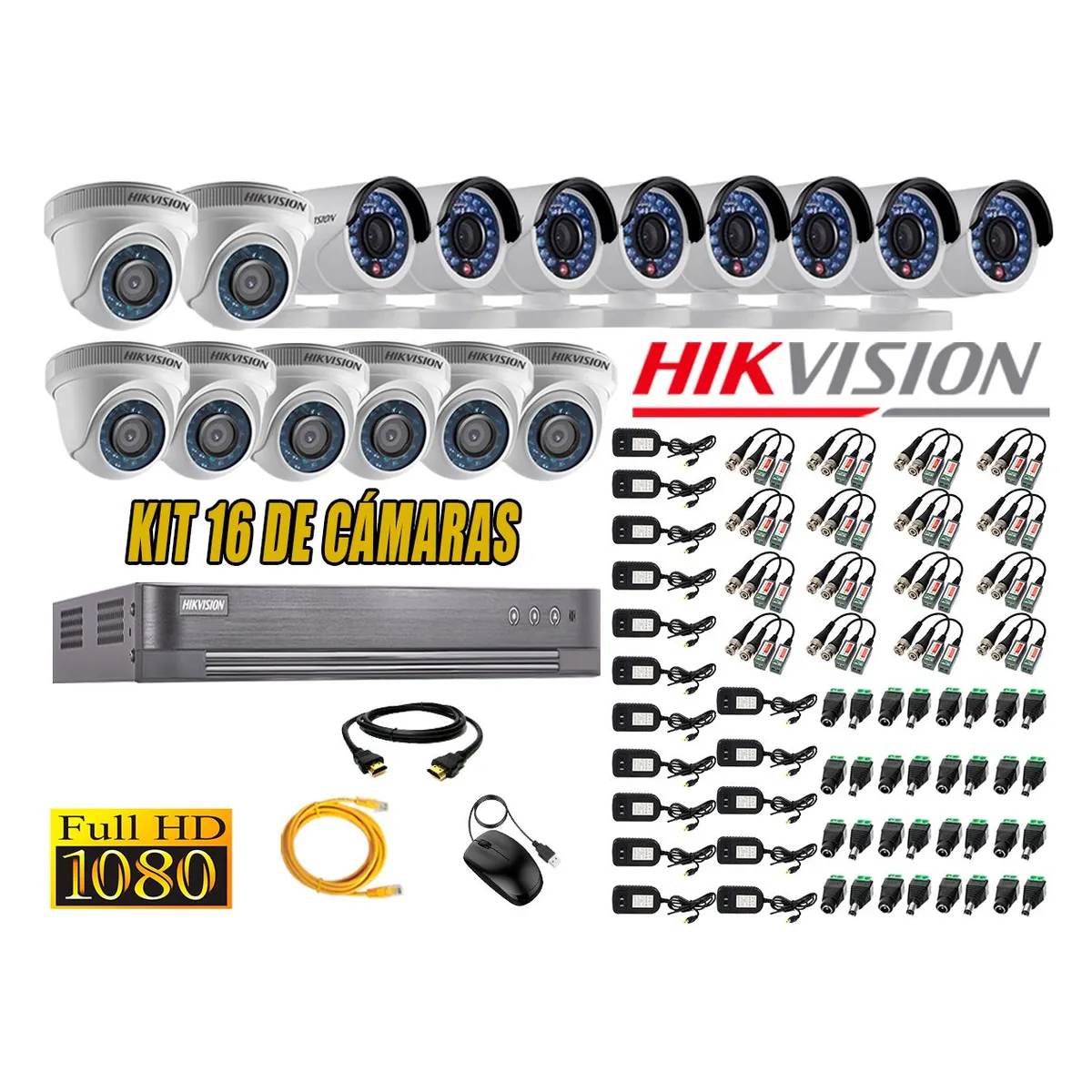 Kit 16 Cámaras de Seguridad Full HD 1080p P2P Vigilancia + Kit de Herramientas