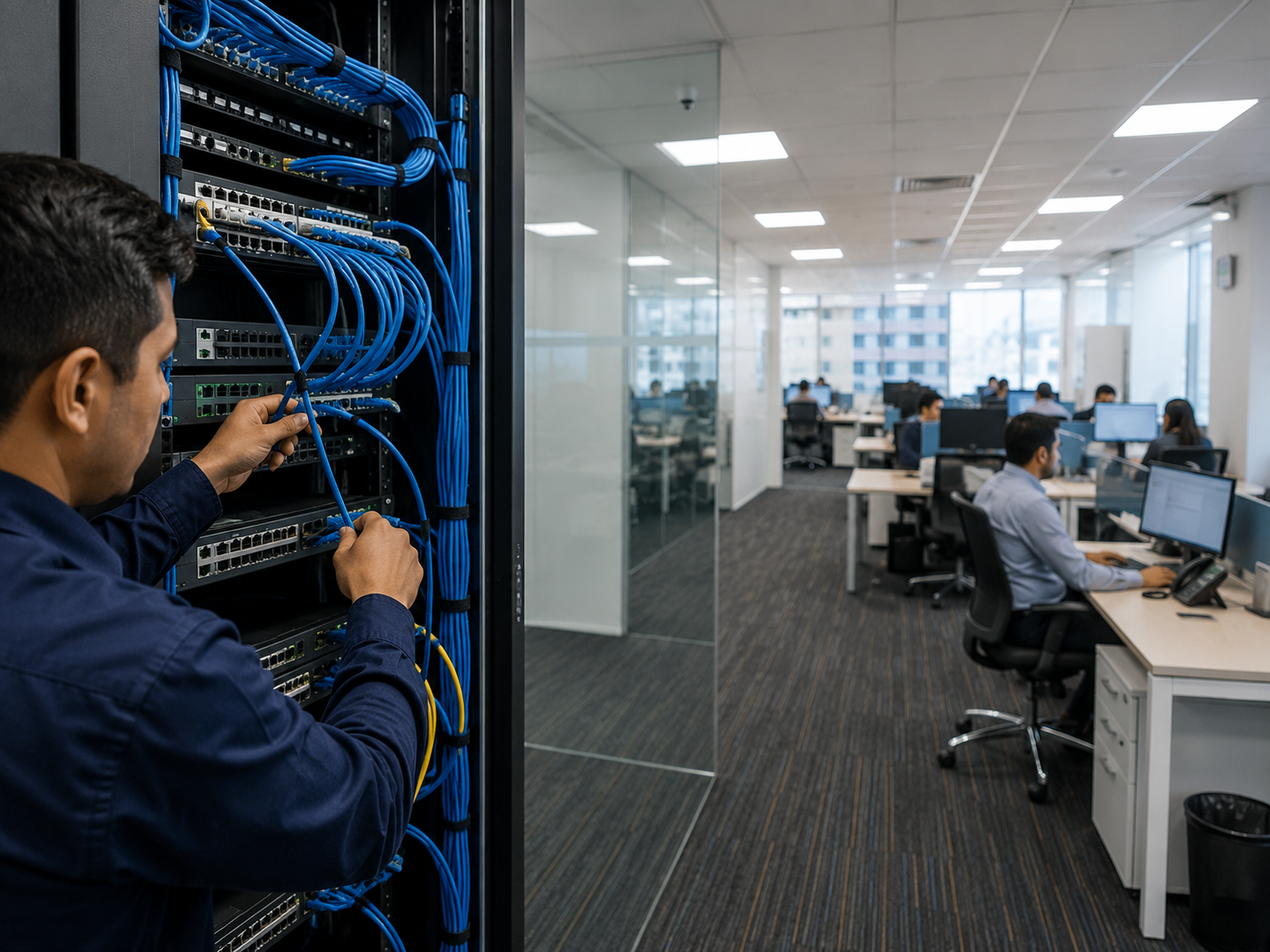 Cableado de red para oficina corporativa